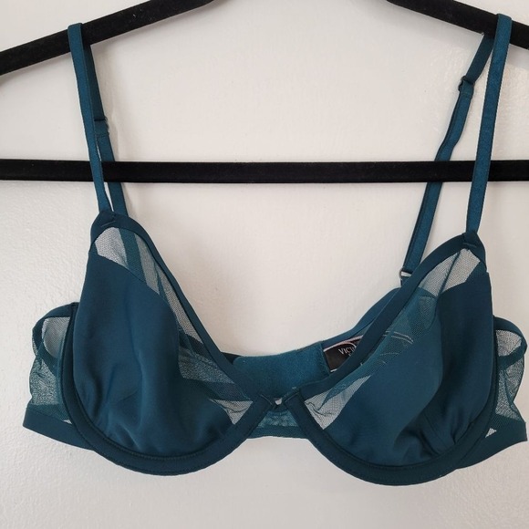 Victoria's Secret Other - 3 / $30 Victoria Secret Unlined Demi Bra 32C Dark Green Underwire Sheer